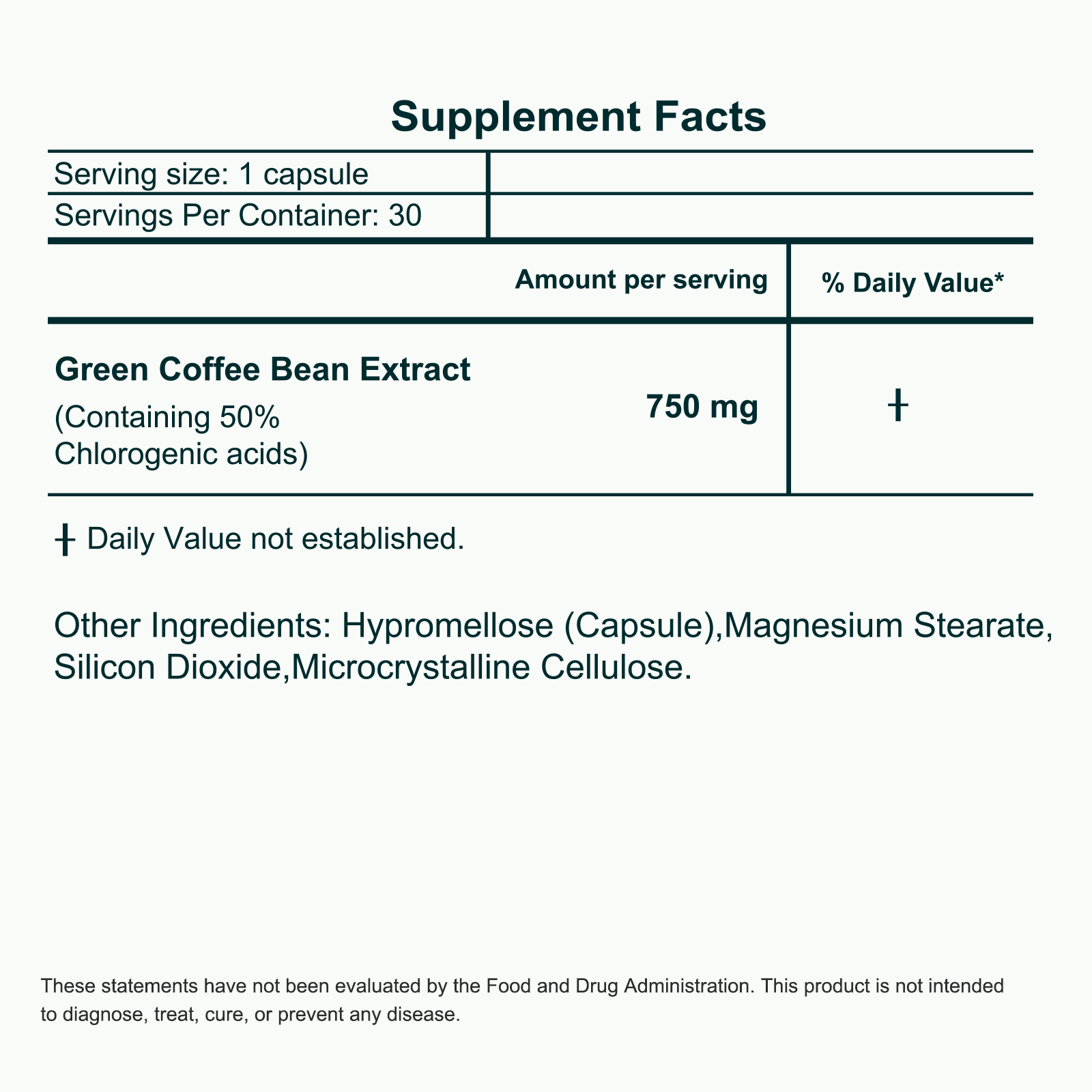 Supplement Facts — Green Coffee Bean Extract