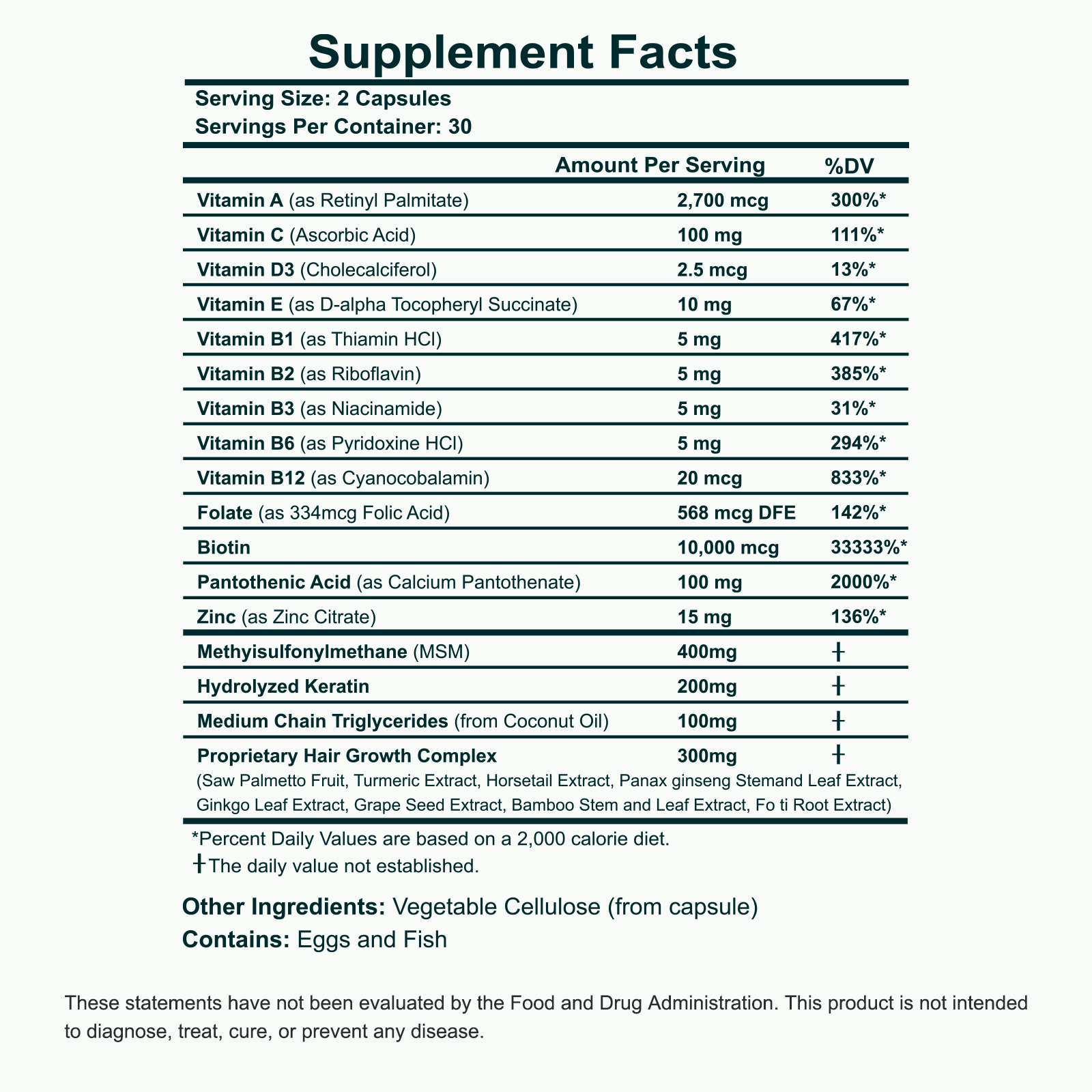 Supplement Facts — BIOTIN Vitamin B-Complex 60 Capsules