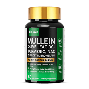 LUNG CLEANSER MULLEIN OLIVE LEAF, DGL, TURMERIC, NAC 18-IN-1 POTENT BLEND