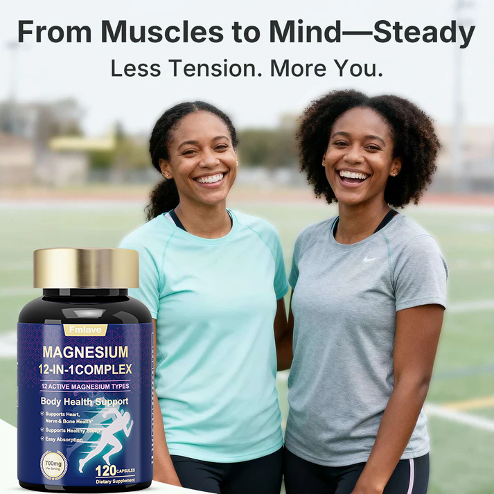 Fmlave Magnesium 12-in-1 Complex 700mg - 12 Forms Magnesium Blend back label