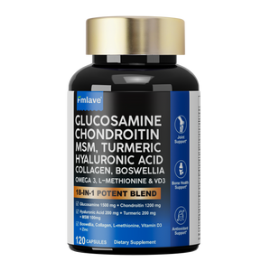 Fmlave Glucosamine Chondroitin MSM 18-in-1 Joint Support, 120-capsule bottle isolated on a transparent background