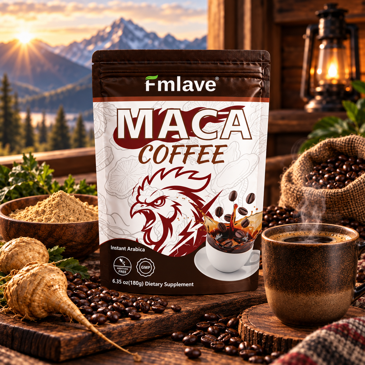 Maca Coffee for Men — Energy, Focus & Daily Vitality back label