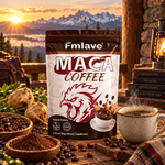 Fmlave Maca Coffee single 180 g pouch with the correct front design, no 20 marking, and the coffee cup graphic on the package
